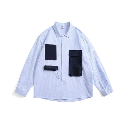 Camisa Cargo Casual con Bolsillos Estilo Japonés
