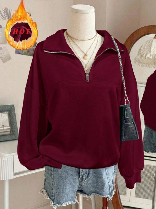 Sudadera Hoodie Holgada para Mujer en Fleece - Image 13