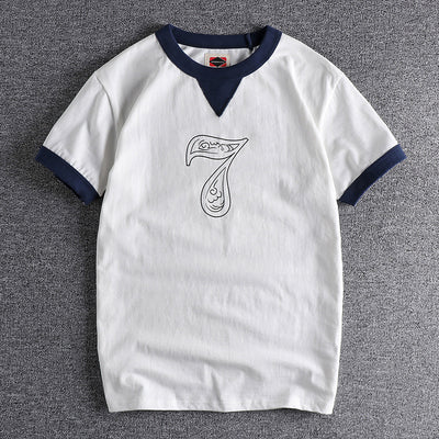 Camiseta de Algodón Lavado para Hombre con Cuello Estilo Thread - Image 2