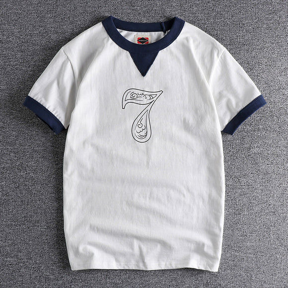 Camiseta de Algodón Lavado para Hombre con Cuello Estilo Thread