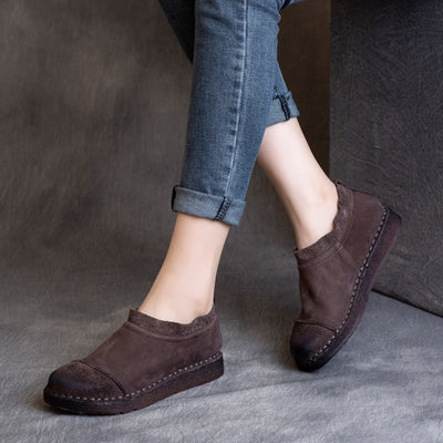 Zapatos de Cuero Vintage con Suela Blanda y Pliegues Artesanales