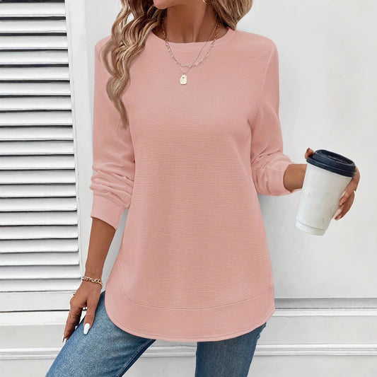 Blusa Manga Larga Cuello Redondo Textura Waffle para Mujer - Image 2