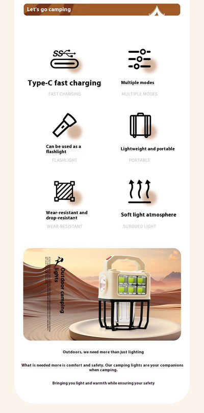 Lámpara Solar Portátil para Camping - Luz Multifuncional para Tienda de Campaña - Image 14