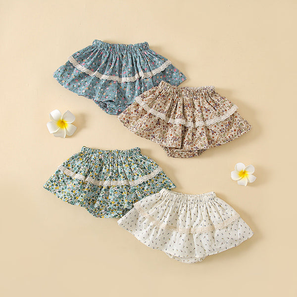 Culotis Infantiles con Encaje de Hoja de Loto Floral