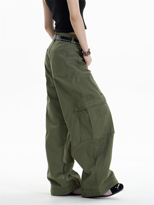 Pantalones Overol Cargo Mujer Cintura Alta Pierna Ancha Bolsillos Múltiples - Image 13