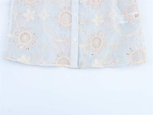 Camisa Larga Bordada con Lentejuelas y Estampado Étnico - Image 18