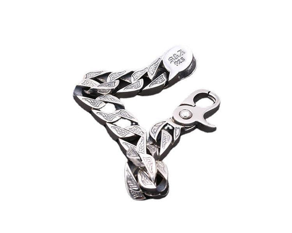 Pulsera de Plata 925 Retro para Hombre con Diseño Creativo y Agujeros Pop