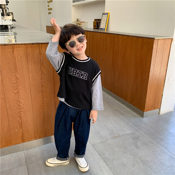 Conjunto Deportivo Niño con Mangas Combinadas Cuello Redondo