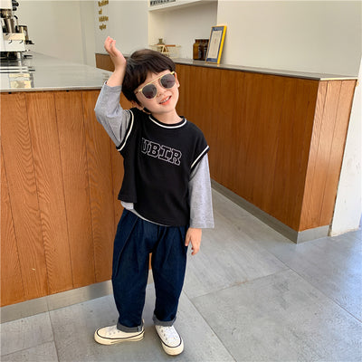 Conjunto Deportivo Niño con Mangas Combinadas Cuello Redondo