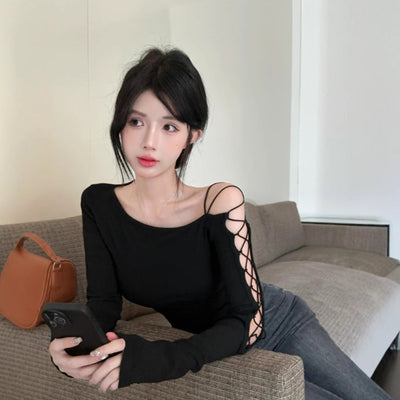 Blusa Negra de Manga Larga Elegante Estilo Diseñador - Image 5