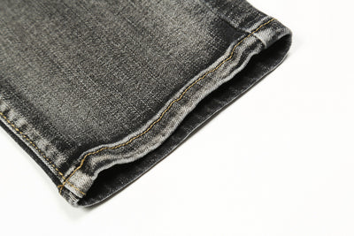 Jeans Rectos Holgados Vintage Desgastados con Contraste para Hombre - Image 3