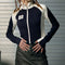 Jaqueta Polo Patchwork Contraste Preto e Branco Estilo Locomotiva Hot Girl