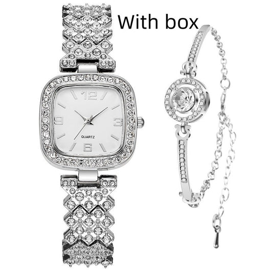 Reloj Cuadrado Pequeño de Diamantes Completos para Mujer con Pulsera - Image 14