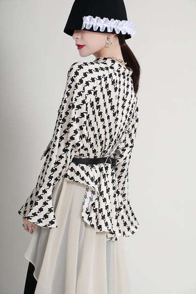 Vestido Camisero Estampado con Mangas Acampanadas Efecto Dos Piezas - Image 13