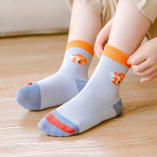 Calcetines Deportivos Cálidos de Algodón con Diseño Dinosaurio para Niño