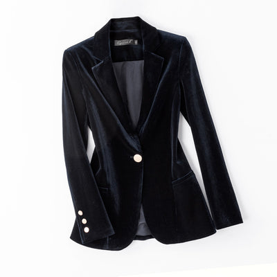 Blazer de Terciopelo Dorado Ajustado para Mujer - Image 12