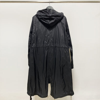 Abrigo Trench Largo Holgado con Capucha y Cierre - Estilo Casual Negro - Image 10