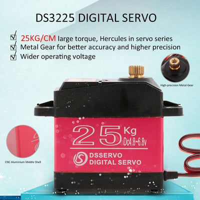 Servomotor Digital DS3225 25kg Engranajes Metálicos Resistente al Agua - Image 2