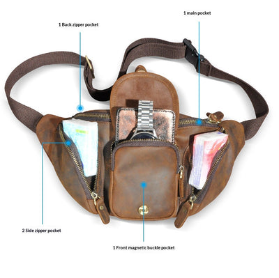 Bolsa de Pecho Cuero Crazy Horse Hombre - Cuero Genuino Premium - Image 13