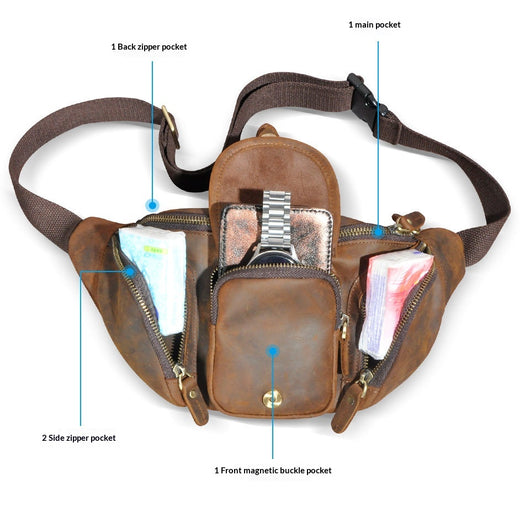 Bolsa de Pecho Cuero Crazy Horse Hombre - Cuero Genuino Premium - Image 13