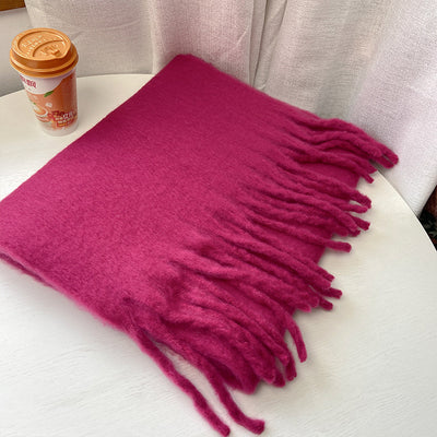 Bufanda de Cachemira Suave con Borlas - Colores Lisos Versátiles para Mujer - Image 24