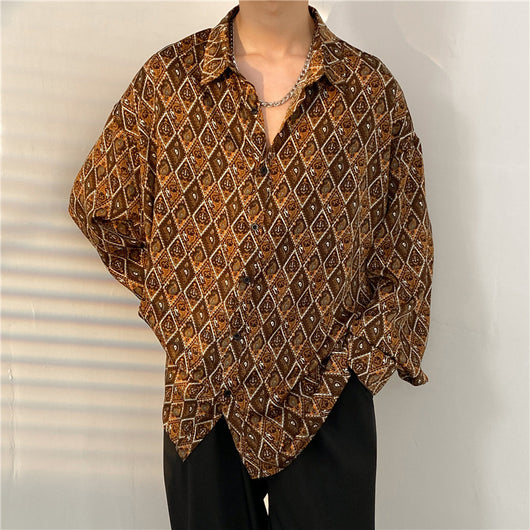 Camisa Casual Estampada de Temperamento Masculino - Image 8