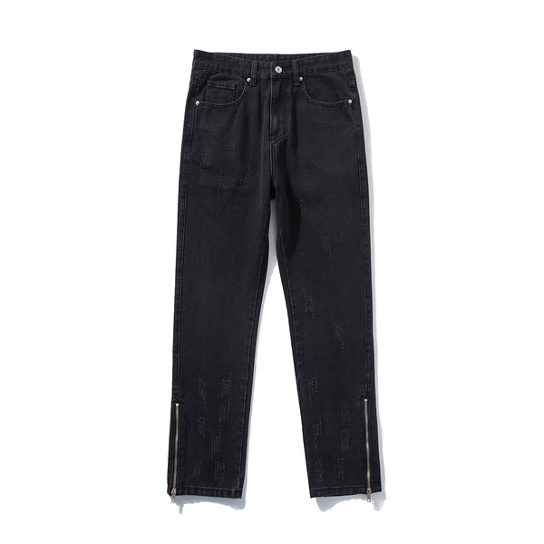 Jeans Rectos Holgados Estilo Hong Kong con Diseño de Cierre - Image 6
