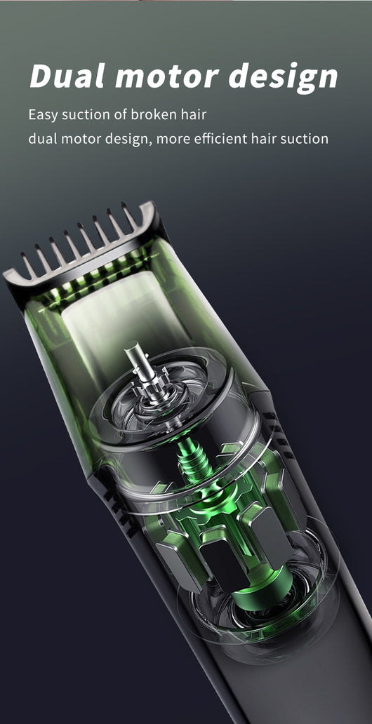 Rechargeable black and blue hair clipper kit with two guide combs, cleaning brush, USB cable, and black storage pouch. - Image 15