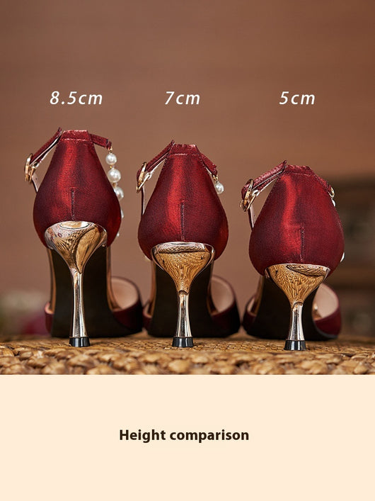 Sandalias de Perla con Tacón Stiletto para Mujer - Talla Pequeña - Image 6