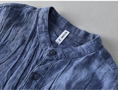 Camisa de Lino Estilo Oriental para Hombre - Diseño Casual y Cómodo - Image 9