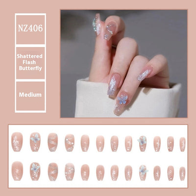 Uñas Postizas Aurora Butterfly con Efecto Perla Rota - Image 2