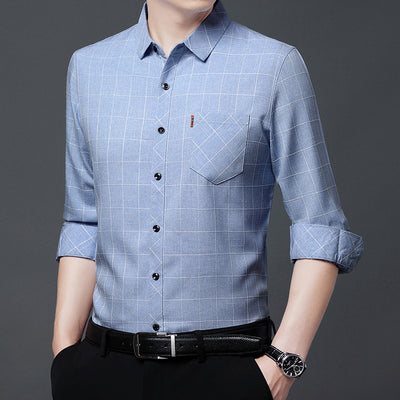 Camisa Cuadriculada de Lino para Hombre Maduro - Image 9