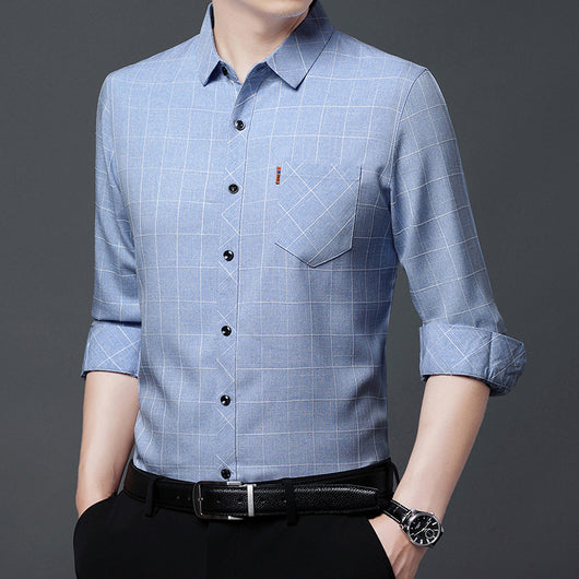 Camisa Cuadriculada de Lino para Hombre Maduro - Image 9