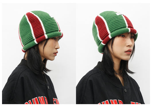 Gorro Tejido Rayado Colorblock Estilo Occidental - Image 10