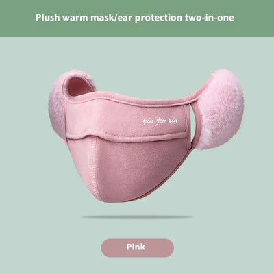 Light grey plush warm mask with integrated fleece-lined ear protection, designed for cold weather. - Image 8