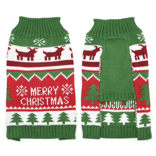 Suéter Navideño para Mascotas con Cuello Alto, Rayas y Copos de Nieve - Image 16