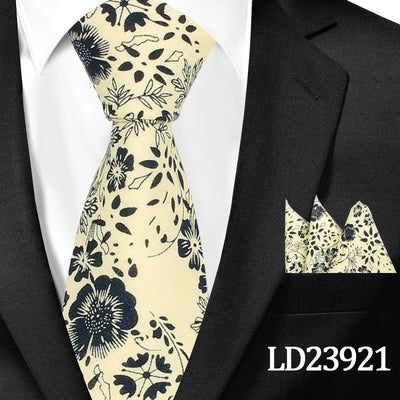 Corbata Casual de Algodón con Estampado Floral 6cm + Pañuelo de Bolsillo - Image 51