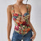 Regata Retrô Floral com Alças Estilo Francês Feminina