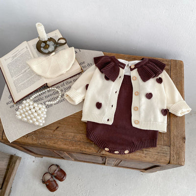 Cardigan Infantil con Corazones Tejidos - Manga Larga - Image 2