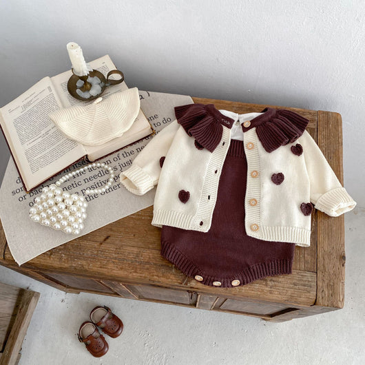 Cardigan Infantil con Corazones Tejidos - Manga Larga - Image 2