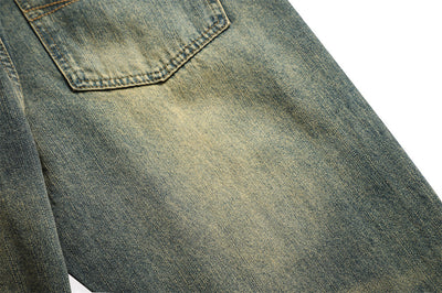 Jeans Vintage Holgados Teñidos Amarillo Barro para Hombre - Image 7
