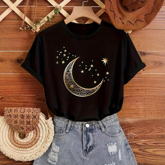 Blusa Corta para Mujer con Estampado de Luna