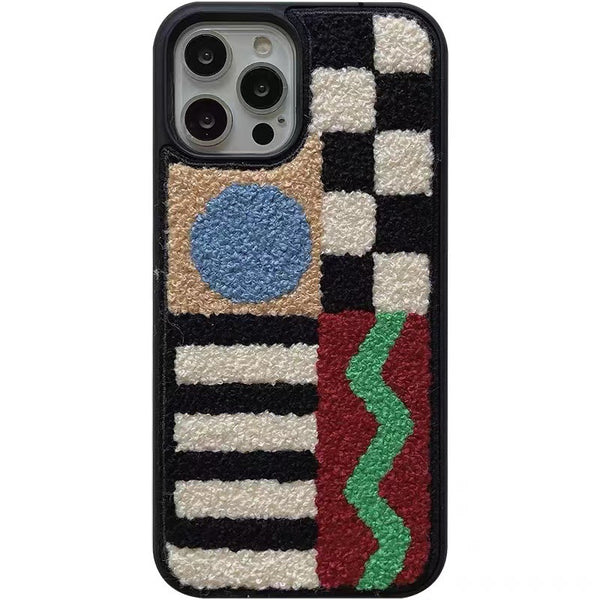 Funda Geométrica de Cuadros Acolchada para Celular