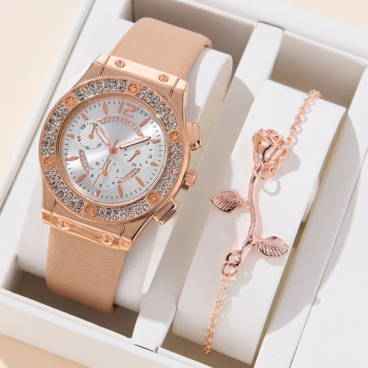 Reloj de Moda Coreana con Diamantes Incrustados y Correa PU - Image 6