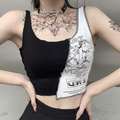 Musculosa Mujer Estilo Urbano con Estampado Patchwork - Image 4