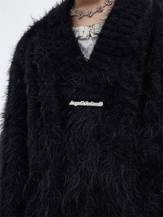 Suéter Cuello V Holgado de Visón para Hombre - Image 2