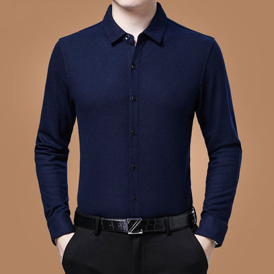 Camisa Casual de Negocios a Cuadros Manga Larga para Hombre Maduro - Image 8