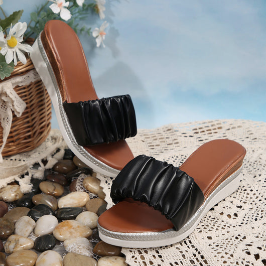 Sandalias Tipo Cuña Plisadas de Verano para Mujer - Cómodas Chanclas de Playa con Suela Gruesa - Image 15