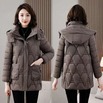 Chaqueta Acolchada de Plumón para Mujer con Capucha - Largo Medio - Image 10