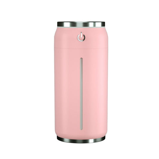 Black mini USB car humidifier shaped like a soda can, with a silver top and power button, and a white water level indicator. - Image 5